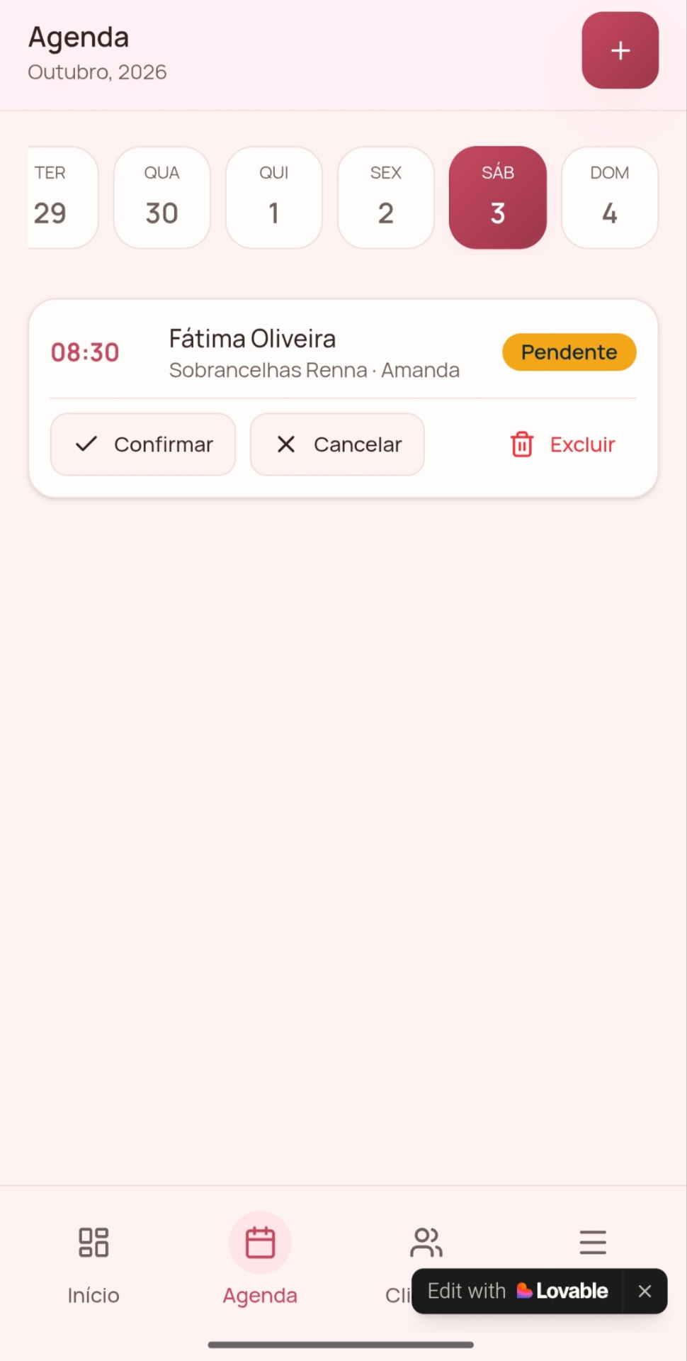 Tela do AZENDA: Agenda